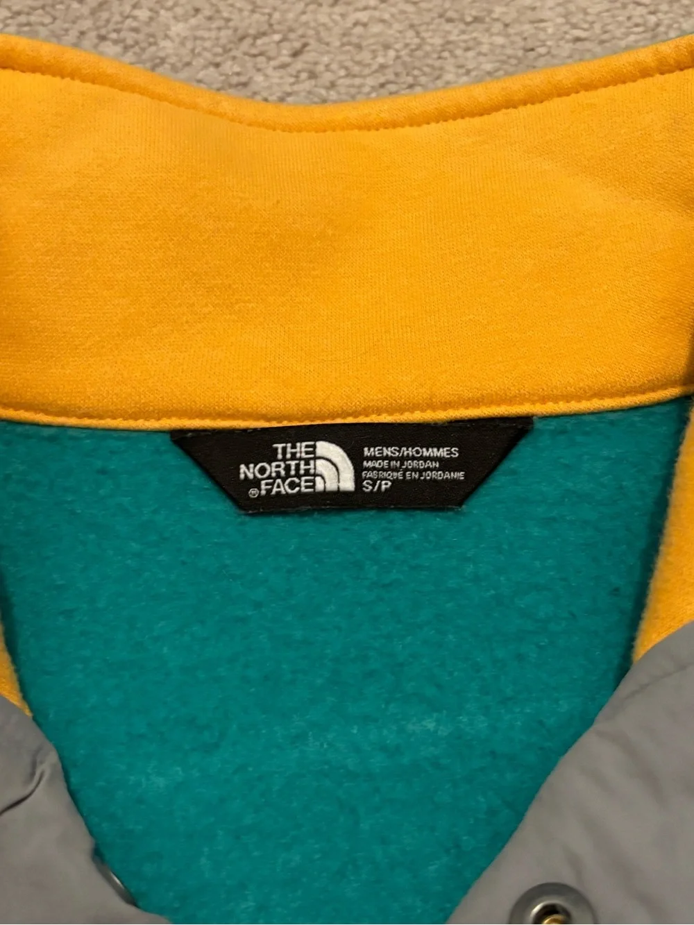 The North Face Alphabet City Men’s Small Fleece Teal Navy Yellow Pullover ABC